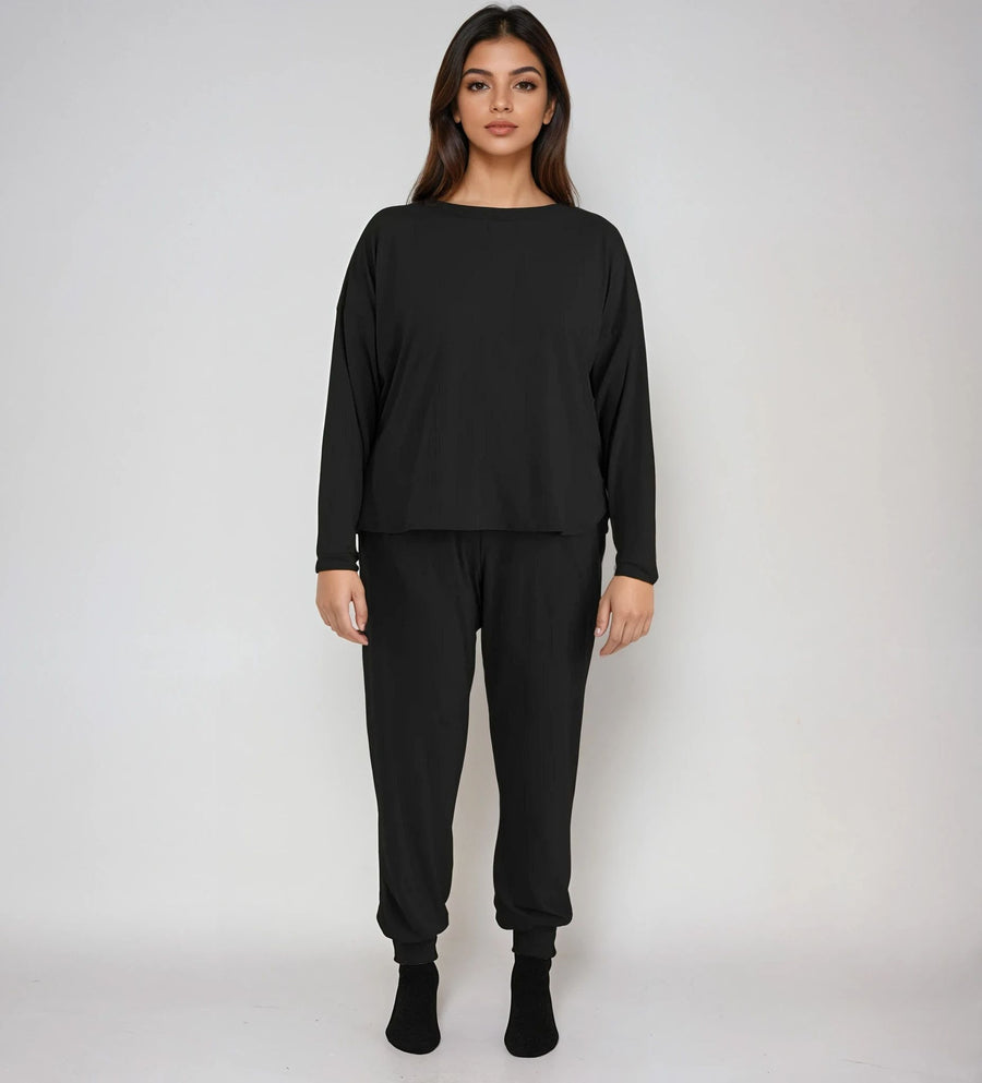 Pijama Manga Larga y Pantalón Jogger Bd-06 Negra