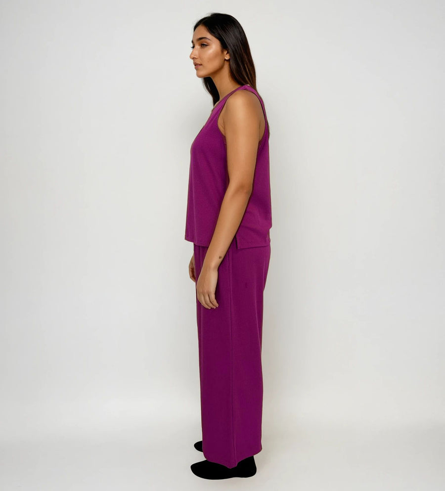Pijama de Algodón con pantalón, blusa y short Magenta