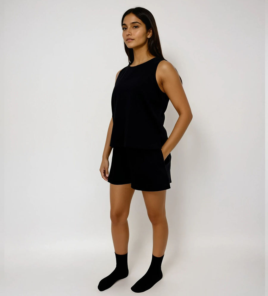 Pijama 3 en 1: Pantalón, blusa y short, Color Negro